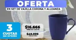 Supermayorista Vital En set de vajilla corona y alleanza oferta