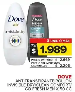 Carrefour Maxi Dove antitranspirante rollon invisible dry/clean comfort/ go fresh men oferta