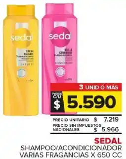 Carrefour Maxi Sedal shampoo/acondicionador varias fragancias oferta