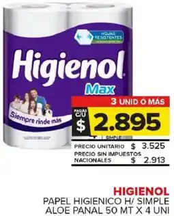 Carrefour Maxi Higienol papel higienico h/simple aloe panal oferta