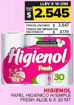 Carrefour Maxi Higienol papel higienico h/simple fresh aloe oferta