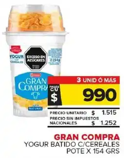 Carrefour Maxi Gran compra yogur batido c/cereales pote oferta