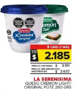 Carrefour Maxi La serenisima queso cremon light/ original pote oferta