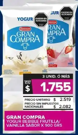 Carrefour Maxi Gran compra yogur bebible frutilla/ vainilla sabor oferta