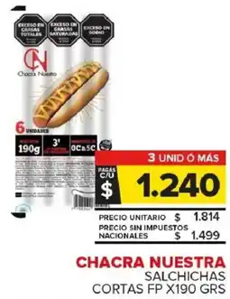 Carrefour Maxi Chacra nuestra salchichas cortas fp oferta