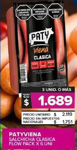 Carrefour Maxi Patyviena salchicha clasica flow pack oferta