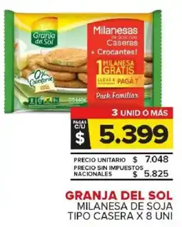 Carrefour Maxi Granja del sol milanesa de soja tipo casera oferta