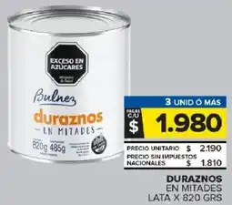 Carrefour Maxi Bulnez duraznos en mitades lata oferta