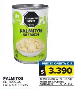 Carrefour Maxi Palmitos en trozos lata oferta