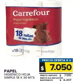 Carrefour Maxi Carrefour papel higienico hoja simple oferta