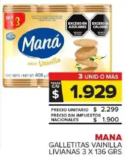 Carrefour Maxi Maná galletitas vainilla livianas oferta