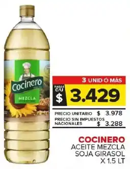 Carrefour Maxi Cocinero aceite mezcla soja girasol oferta