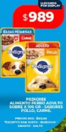 Supermayorista Vital Pedigree alimento perro adulto sobre x 100 gr - sabores pollo, carne oferta
