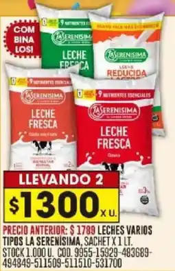 Coto La serenisima leche varios tipos oferta