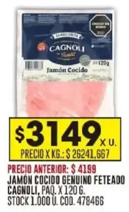 Coto Jamón cocido genuino feteado cagnoli oferta