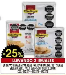 Coto D'agri en tapas para empanadas freír/hojaldre/rotiseras villa oferta