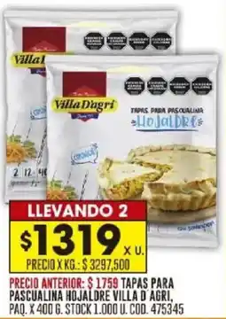 Coto D´agri tapas para pascualina hojaldre villa oferta