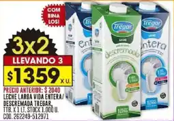 Coto Tregar leche larga vida entera/ descremada oferta