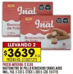 Coto Bastoncitos de pollo rebozados congelados inal oferta