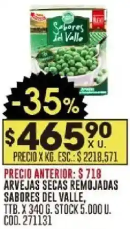 Coto Sabores del valle arvejas secas remojadas oferta