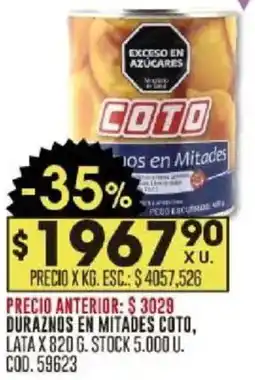 Coto Coto duraznos en mitades lata oferta
