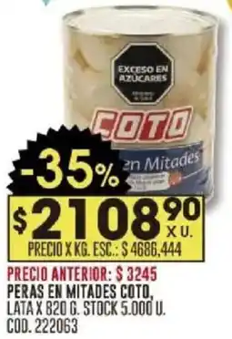 Coto Coto peras en mitades lata oferta