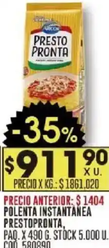 Coto Prestopronta polenta instantanea cacao en polvo nescao, paq. oferta