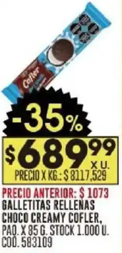 Coto Cofler galletitas rellenas choco creamy paq. oferta