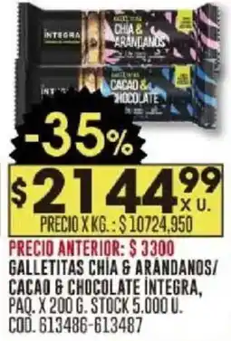 Coto Chia & arandanos/ cacao & chocolate integra galletitas, paq. oferta
