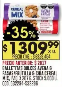 Coto Avena & pasas/frutilla & chia cereal mix galletitas dulces, paq. oferta
