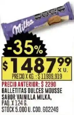 Coto Milka galletitas dulces mousse sabor vainilla, paq. oferta