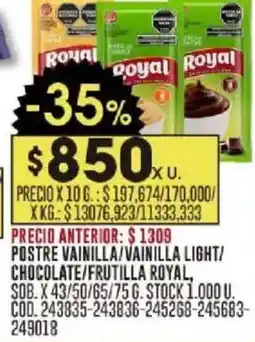Coto Royal postre vainilla/vainilla light/ chocolate/frutilla, sob. oferta