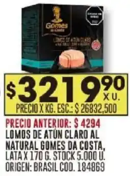 Coto Gomes da costa lomos de atún claro al natural lata oferta