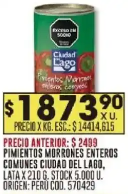 Coto Ciudad del lago pimientos morrones enteros comunes lata oferta
