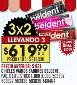 Coto Beldent chicles varios sabores paq. oferta