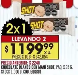 Coto Shot chocolate blanco con mani paq. oferta