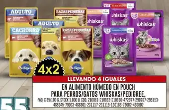 Whiskas/pedigree en alimento húmedo en pouch para perros/gatos