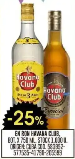 Coto Havana club en ron bot. oferta