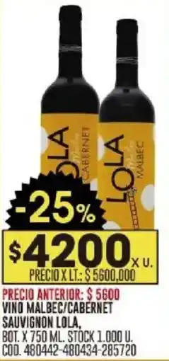 Coto Lola vino malbec/cabernet sauvignon bot. oferta