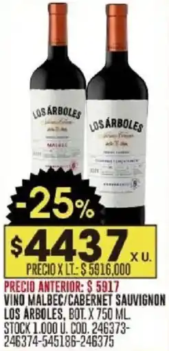 Coto Los árboles vino malbec/cabernet sauvignon, bot. oferta