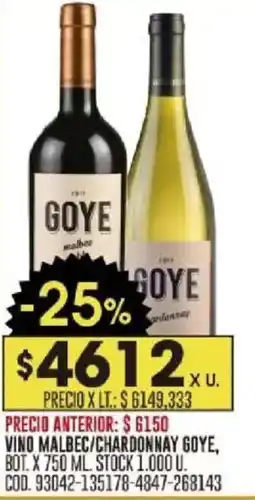 Coto Goye vino malbec/chardonnay, bot. oferta