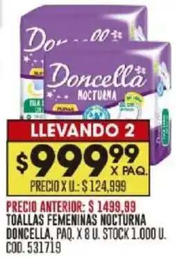 Coto Doncella toallas femeninas nocturna, paq. oferta