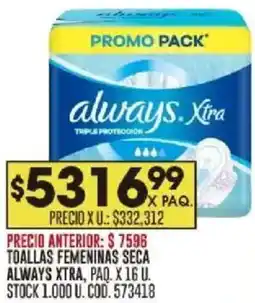 Coto Always xtra toallas femeninas seca, paq. oferta