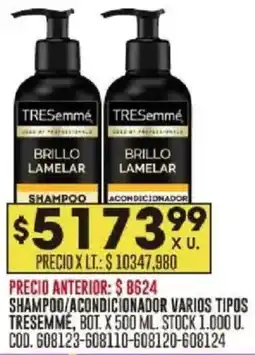 Coto Tresemmé shampoo/acondicionador varios tipos bot. oferta