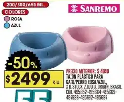 Coto Sanremo tazón plástico para gato/perro rosa/azul oferta