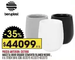 Coto Beruplast maceta uovo grande cemento/blanco/negro oferta