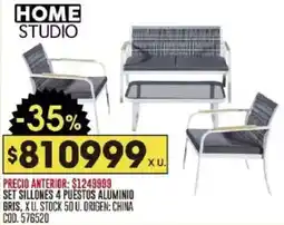 Coto Home studio set sillones 4 puestos aluminio gris oferta