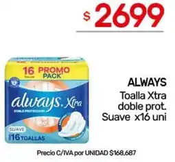 Nini Mayorista Always toalla xtra doble prot. suave oferta