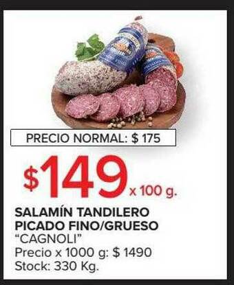 Carrefour Market Salamín Tandilero Picado Fino Grueso oferta