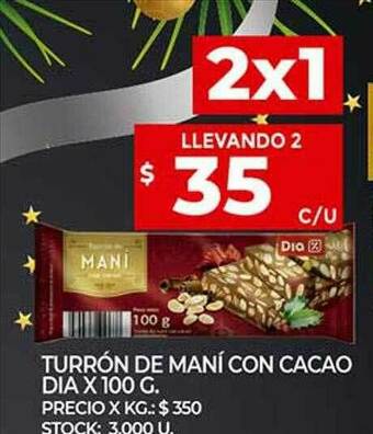 Supermercados DIA Turrón De Maní Con Cacao Dia oferta